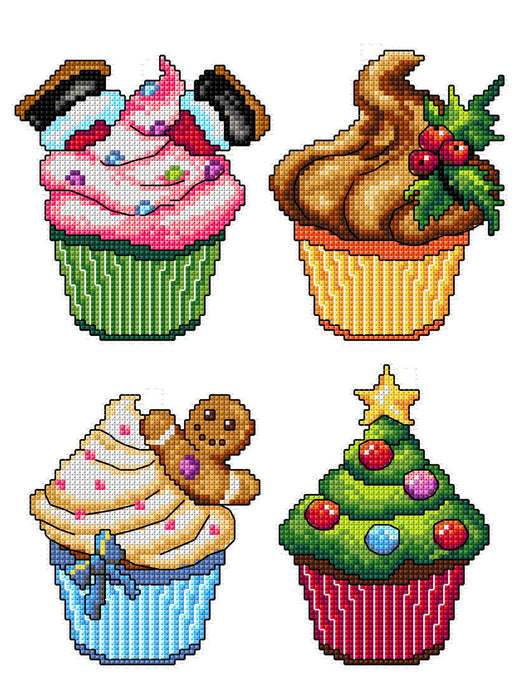 Counted Cross-Stitch Kit Christmas Cupcakes 172CS