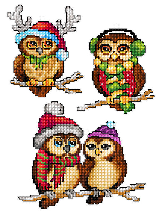 Counted Cross-Stitch Kit Christmas Owls 173CS