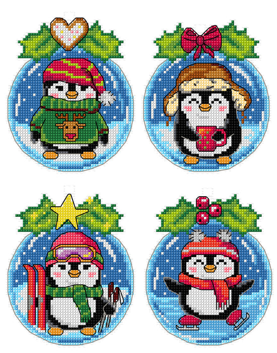 Counted Cross-Stitch Kit Penguins in a Bauble 206CS