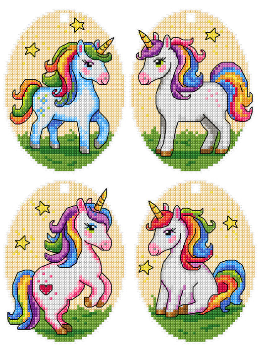 Cross Stitch Kit Rainbow Unicorns 209CS