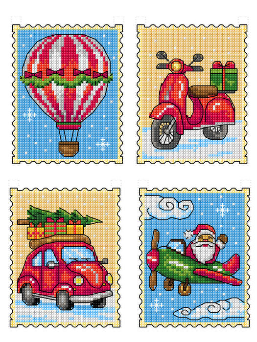 Cross Stitch Kit Christmas Vehicles 211CS