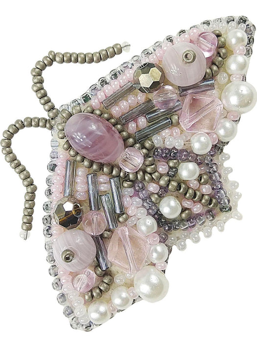 BP-218 Beadwork kit for creating brooch Crystal Art "Lilac butterfly"