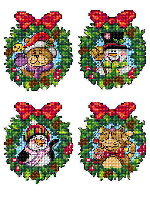 "Christmas Wreaths" 115CS Counted Cross-Stitch Kit