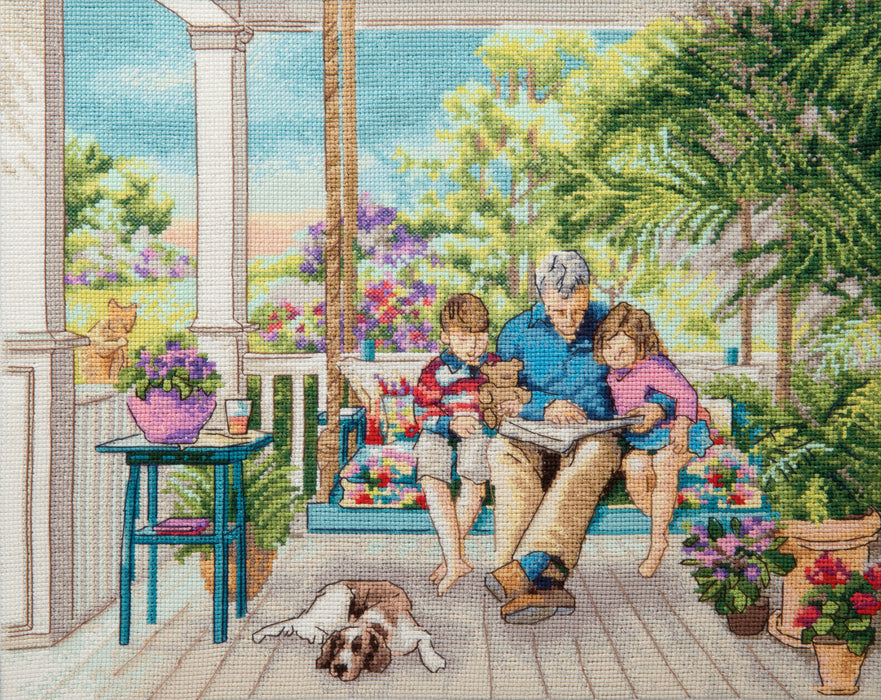 M-486 Counted cross stitch kit "Reading fairy tales"