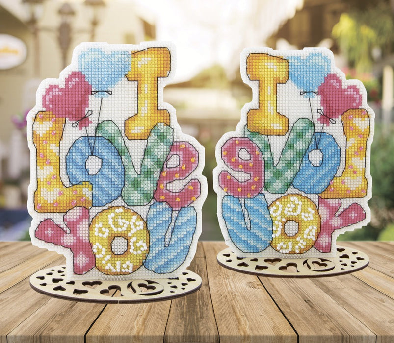 T-62 Counted cross stitch kit Crystal Art "Valentine's Day. I love you"