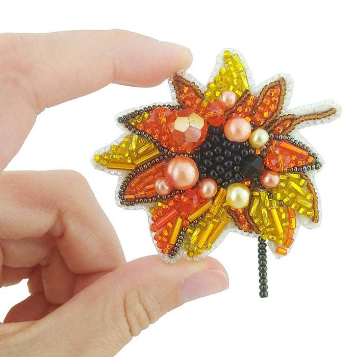 BP-228 Beadwork kit for creating brooch Crystal Art "Sunflower"