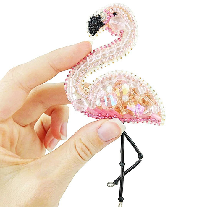 BP-216 Beadwork kit for creating brooch Crystal Art "Flamingo"