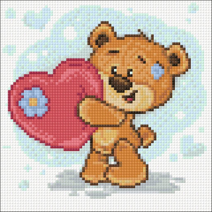 Diamond painting kit Bear with the Heart Crafting Spark 7.9 x 7.9 in CS2698 - Wizardi