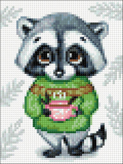 Diamond painting kit Cute Racoon Crafting Spark 5.9 x 7.9 in CS2701 - Wizardi