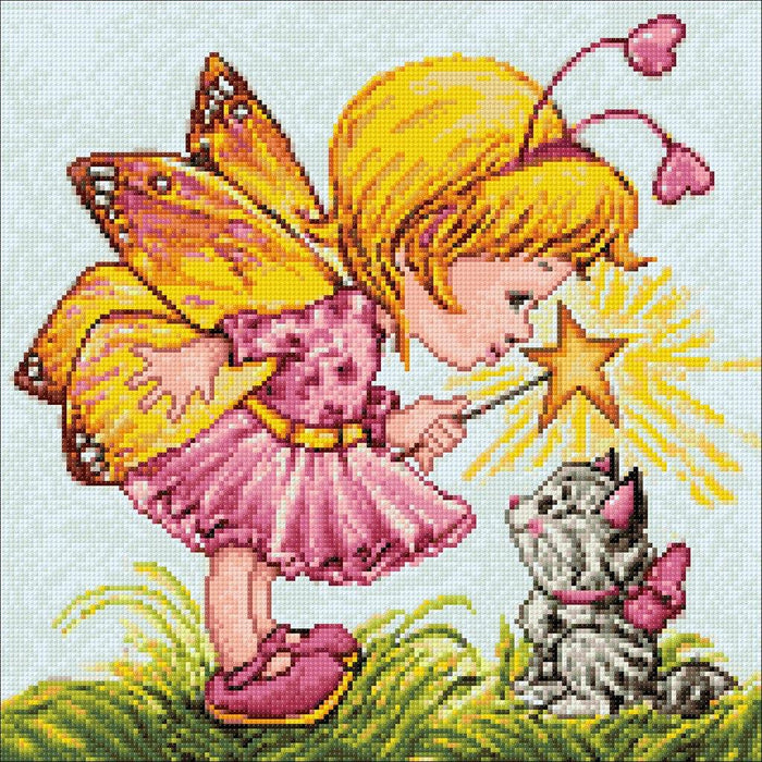 Diamond painting kit Fairy with Kitten Crafting Spark 14.9 x 14.9 in CS2496 - Wizardi