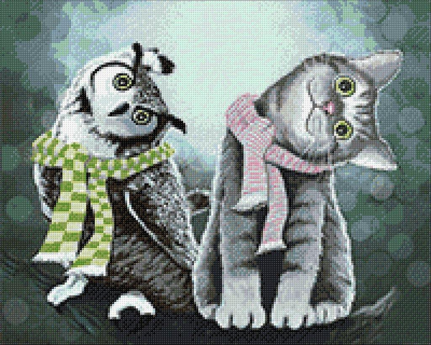 Diamond painting kit Owl with Kitten Crafting Spark 14.9 x 18.9 in CS2571 - Wizardi