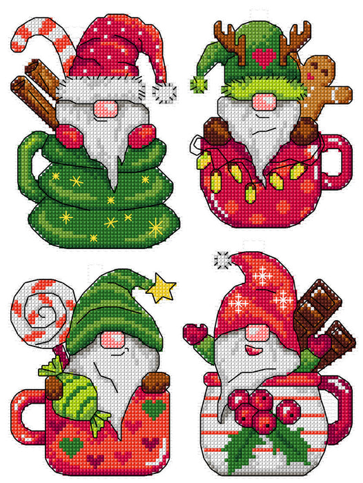 Cross Stitch Kit Gnomes in Cups 183CS