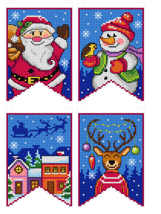 Cross Stitch Kit Christmas flags - blue 189CS