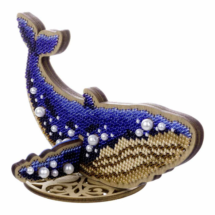 Wooden Bead Embroidery Kit – Blue Whale FLK-582