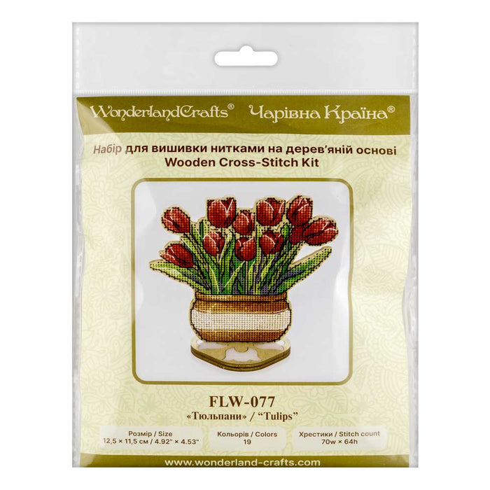 Cross-stitch kits on wood Tulips FLW-077