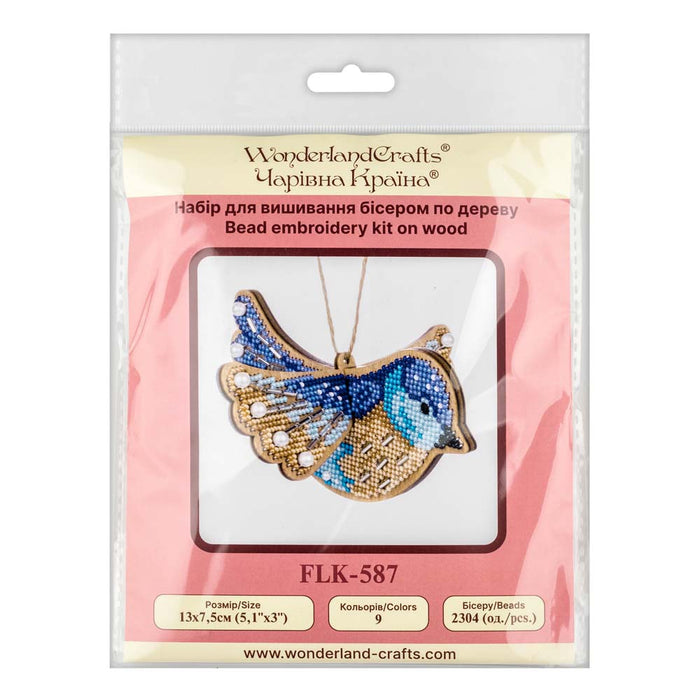 Wooden Bead Embroidery Kit – Blue Bird FLK-587