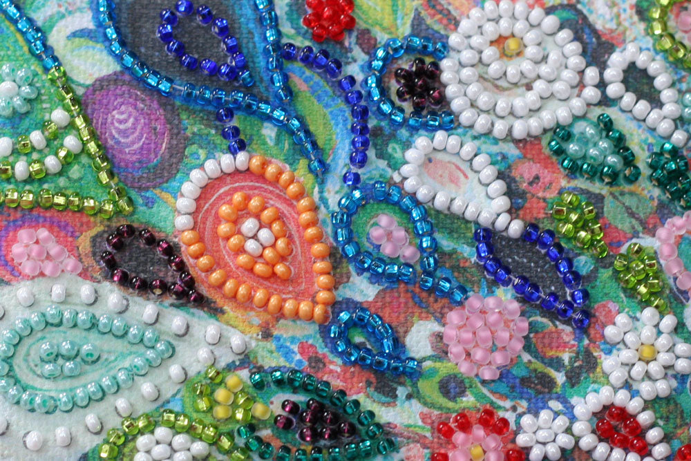 Colored Tail Paisley Peacock Mini Bead Embroidery Kit AM-187 - Wizardi