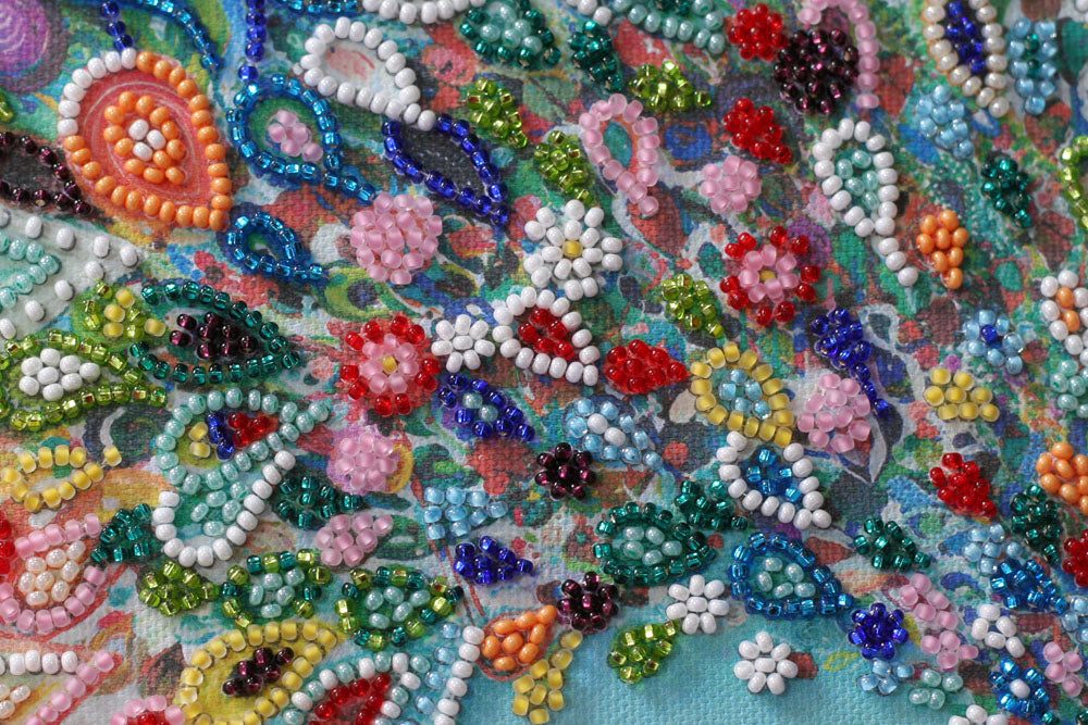 Colored Tail Paisley Peacock Mini Bead Embroidery Kit AM-187 - Wizardi
