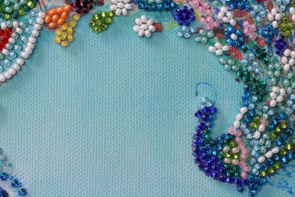 Colored Tail Paisley Peacock Mini Bead Embroidery Kit AM-187 - Wizardi