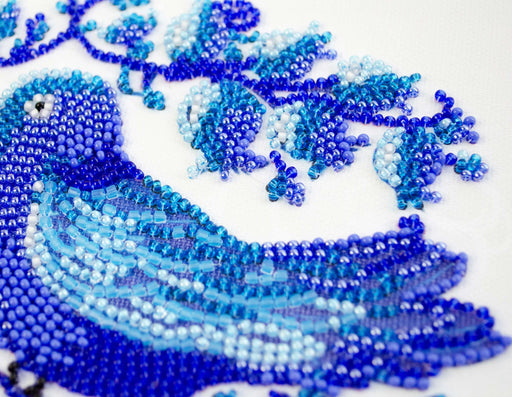 Early Bird Blue Folk Bird Mini Bead Embroidery Kit AM-248 - Wizardi