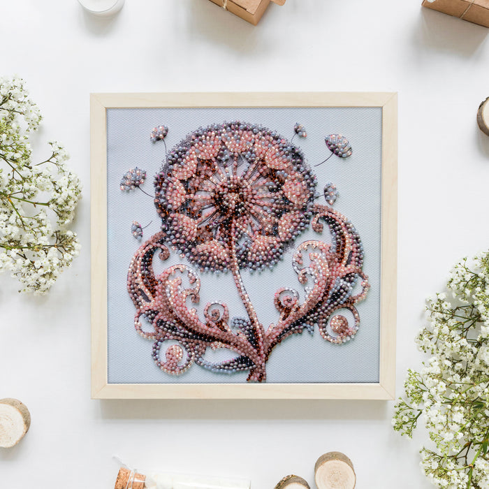Weightless Tenderness Pink Dandelion Mini Bead Embroidery Kit AM-258 - Wizardi