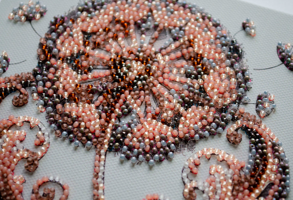 Weightless Tenderness Pink Dandelion Mini Bead Embroidery Kit AM-258 - Wizardi
