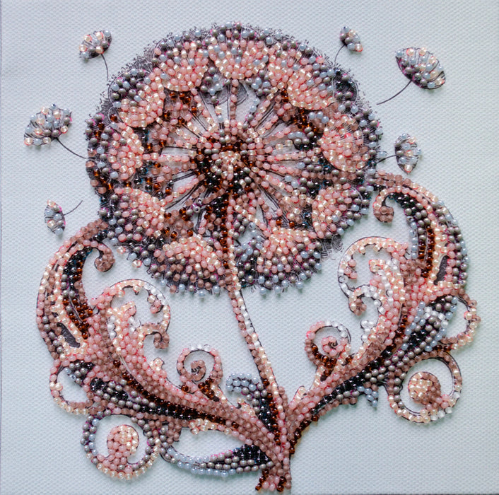 Weightless Tenderness Pink Dandelion Mini Bead Embroidery Kit AM-258 - Wizardi