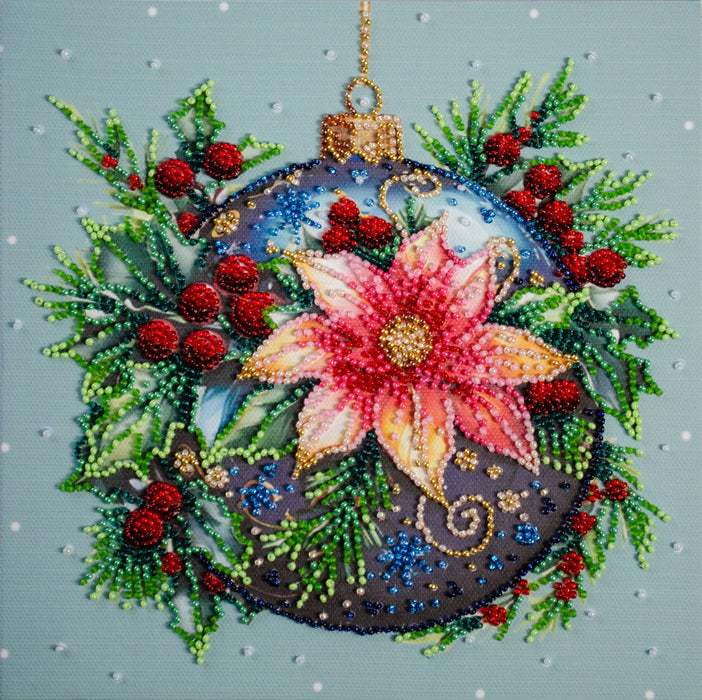 Christmas Glow Christmas Bauble Mid-Sized Bead Embroidery Kit AMB-113 - Wizardi