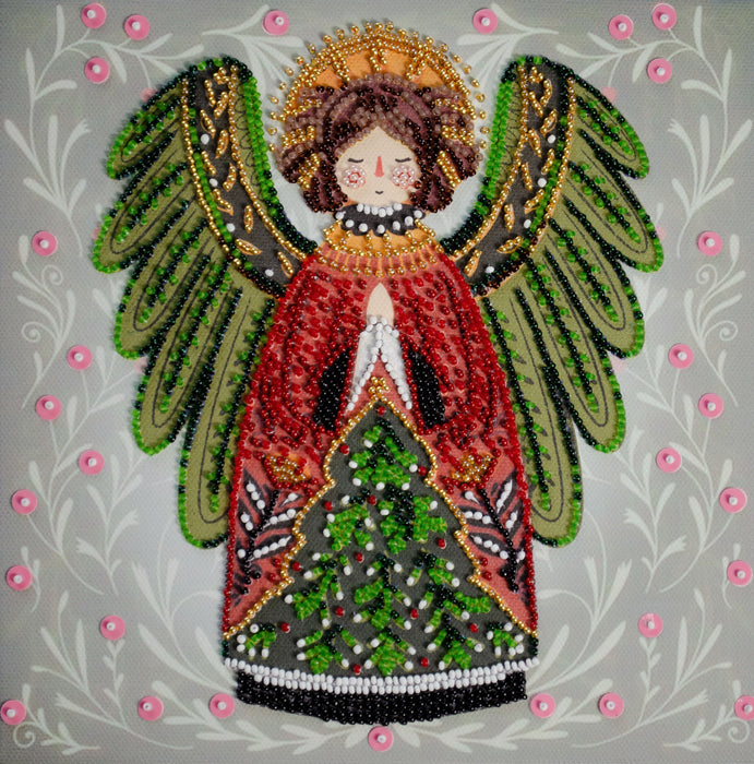 Guardian of the Christmas Miracle Angel Mid-Sized Bead Embroidery Kit AMB-114 - Wizardi