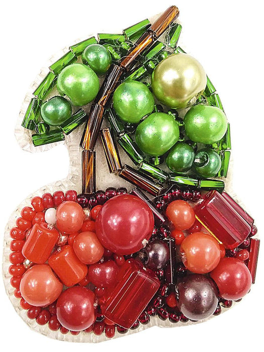 BP-243 Beadwork kit for creating brooch Crystal Art "Cherry"