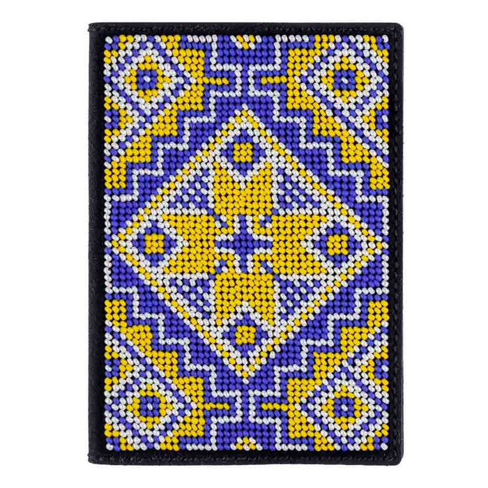 Bead embroidery kit on artificial leather Passport cover FLBB-053