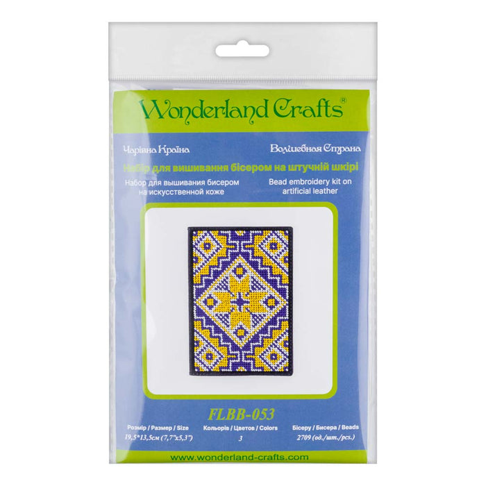 Bead embroidery kit on artificial leather Passport cover FLBB-053
