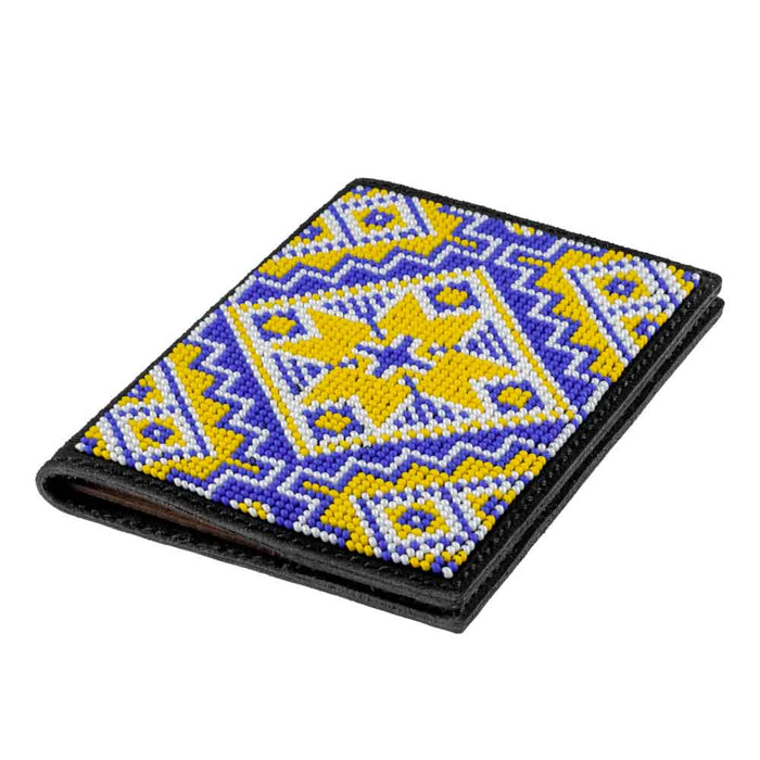 Bead embroidery kit on artificial leather Passport cover FLBB-053