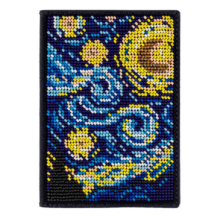 Bead embroidery kit on artificial leather Passport cover FLBB-058