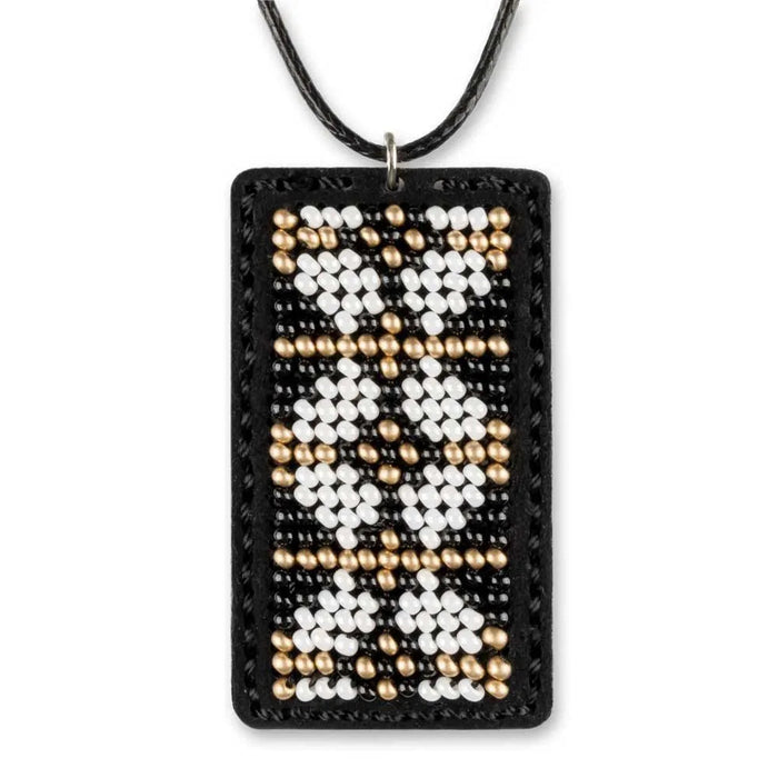 Bead embroidery kit on artificial leather Pendant FLBB-078