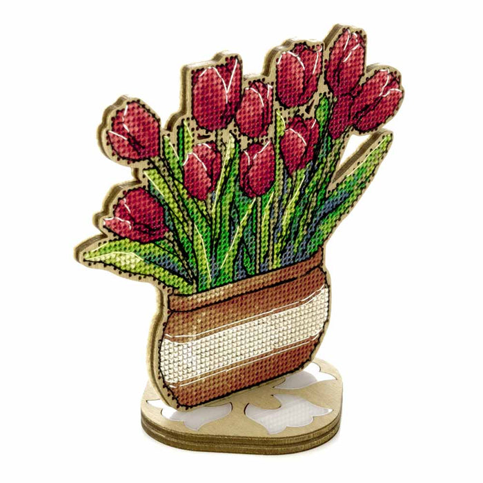 Cross-stitch kits on wood Tulips FLW-077