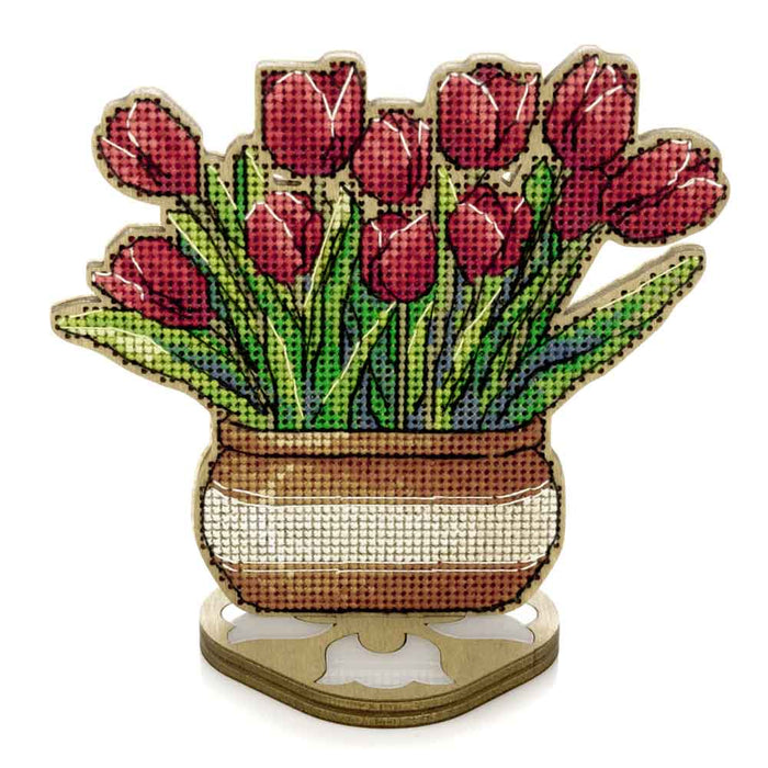 Cross-stitch kits on wood Tulips FLW-077