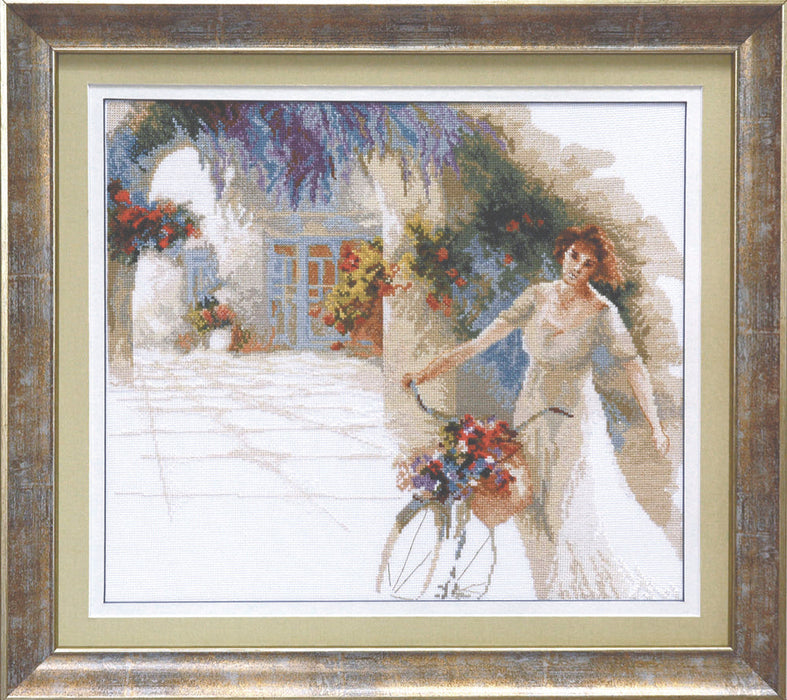Cross-stitch kit A-212 "A girl with flowers"