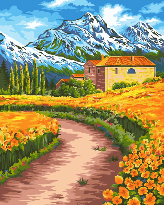 Painting by Numbers kit Crafting Spark Alpine Fields A083 19.69 x 15.75 in