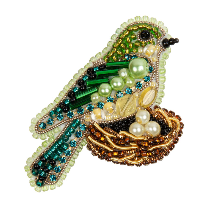 BP-314 Beadwork kit for creating brooch Crystal Art "Bird in the nest"