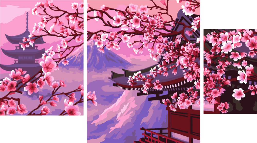 Painting by Numbers kit Crafting Spark Mountain Sakura I018