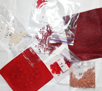 BP-183 Beadwork kit for creating brooch Crystal Art "Pomegranate"