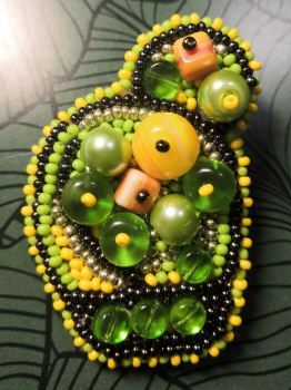 BP-187 Beadwork kit for creating brooch Crystal Art "Bright cactus""