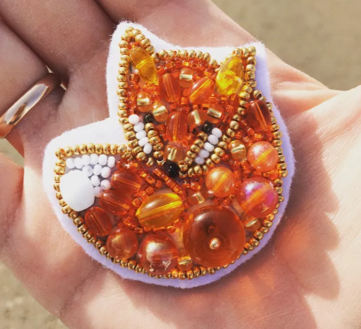 BP-241 Beadwork kit for creating brooch Crystal Art "Fox"