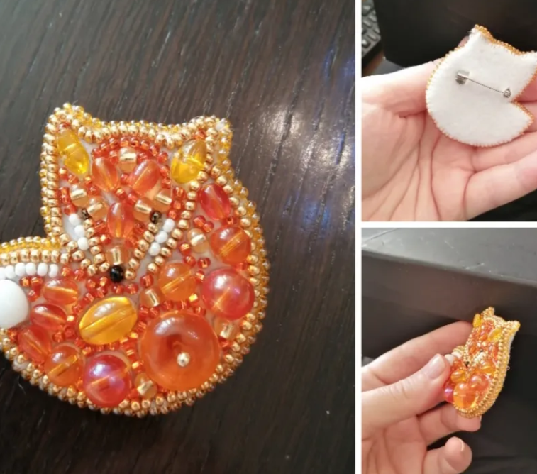 BP-241 Beadwork kit for creating brooch Crystal Art "Fox"