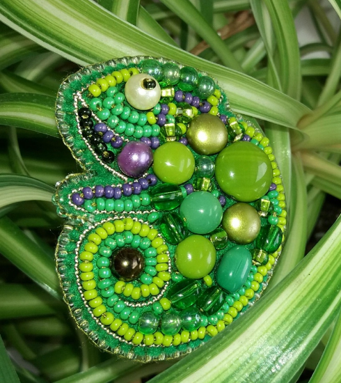 BP-266 Beadwork kit for creating brooch Crystal Art "Chameleon"