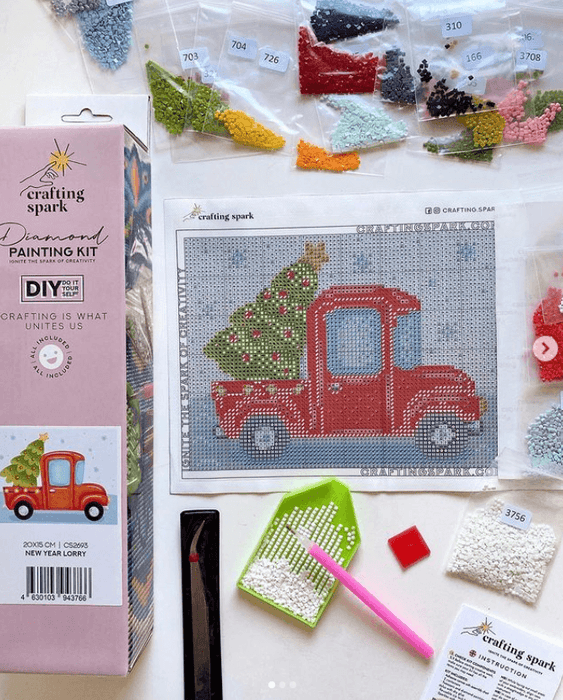 New Year Lorry CS2693 7.9 x 5.9 inches Crafting Spark Diamond Painting Kit - Wizardi