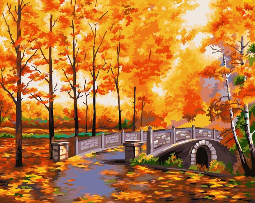 Painting by Numbers kit Crafting Spark Autumn Park S014 19.69 x 15.75 in - Wizardi