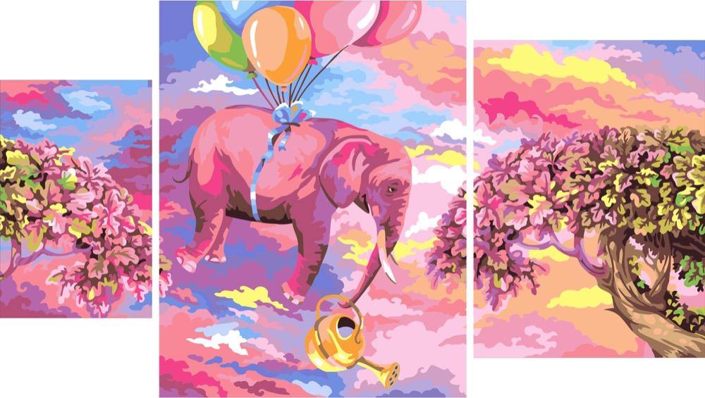 Painting by Numbers kit Crafting Spark Pink Elephant I019 19.69 x 15.75 in - Wizardi