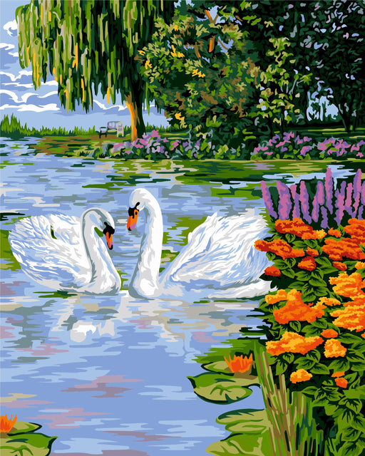 Painting by Numbers kit Crafting Spark White Swans A111 19.69 x 15.75 in - Wizardi